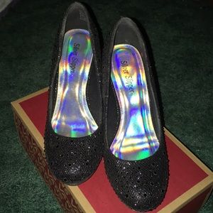 Sparkly black heels